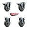 Service Caster 4'' Gray Poly Wheel Swivel Top Plate Caster Set with 2 Posi Brakes 2 Rigid, 4PK SCC-20S414-PPUB-PLB-2-R-2 - alternate 4